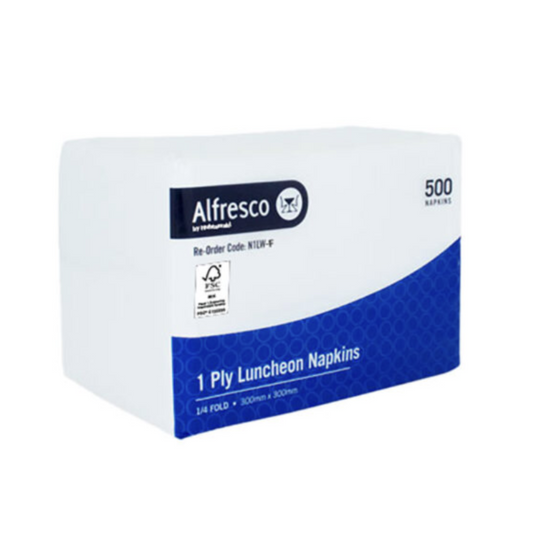 Huhtmaki - Premium FSC 1 Ply White Luncheon Napkin 1/4 Fold 300 X 300mm - 3000pk