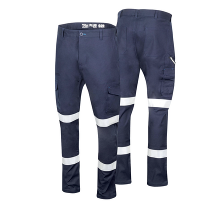 Midweight Cotton Stretch Cargo Trousers with Biomotion Reflective Tape - 240 GSM