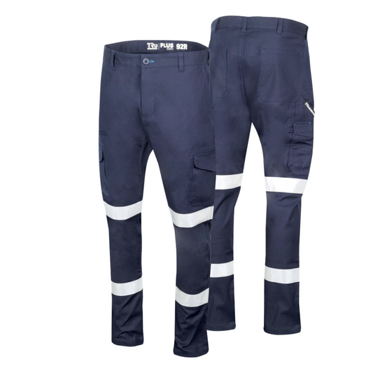 Midweight Cotton Stretch Cargo Trousers with Biomotion Reflective Tape - 240 GSM