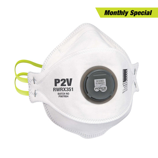 Force 360 - P2 Flat Fold Valved Respirator (10 Box) - RWRX351