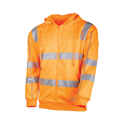 TRu Workwear - Fleece Polyester Water Repellent Hoodie W/Reflective Tape VIC Rail - TF1959T4
