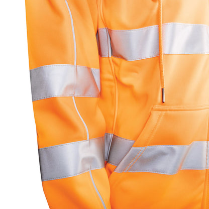 TRu Workwear - Fleece Polyester Water Repellent Hoodie W/Reflective Tape VIC Rail - TF1959T4