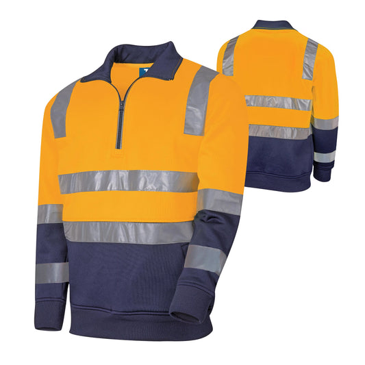TRu Workwear - 1/4 Zip Fleece Jumper W/Reflective Tape VIC Rail - TF2950T4