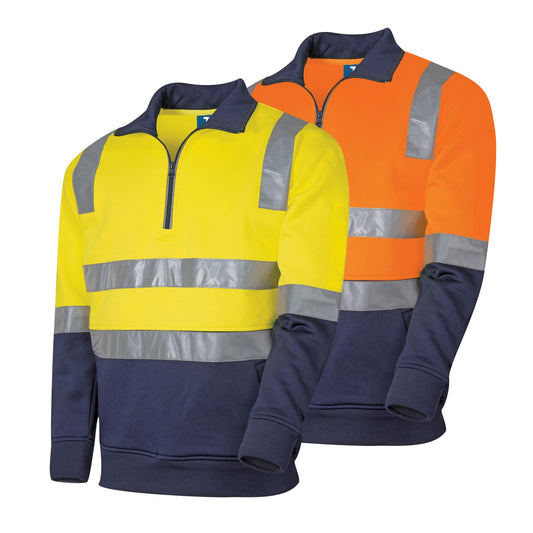TRu Workwear - 1/4 Zip Fleece Jumper W/Reflective Tape - TF2950T7