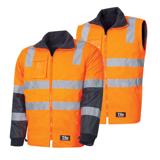 TRu Workwear - Wet Weather Jacket with Removable Sleeves w/Reflective Tape - TJ2945T4