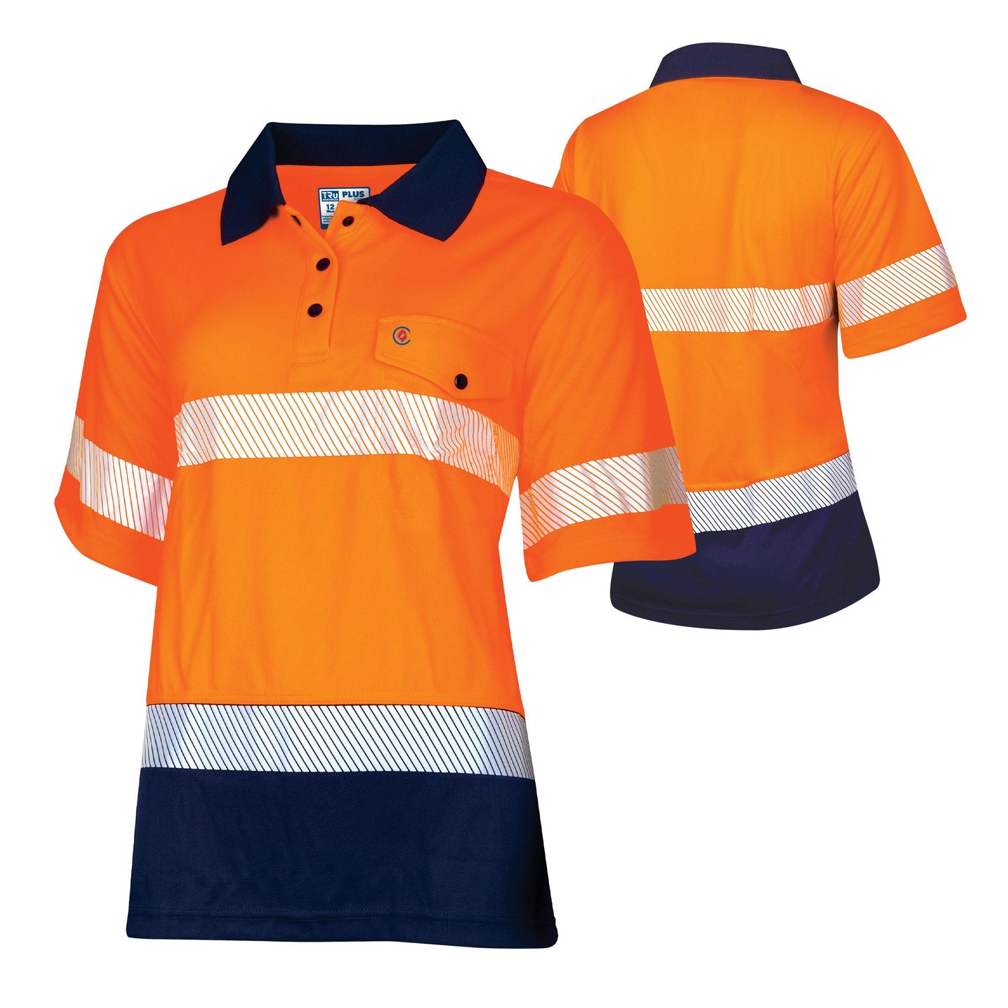 TRu Workwear -Womens Recycled Anti-Microbial Micromesh S/S Two Tone Hi-Vis Polo Shirt W/Segmented Tape -TSW2415T1