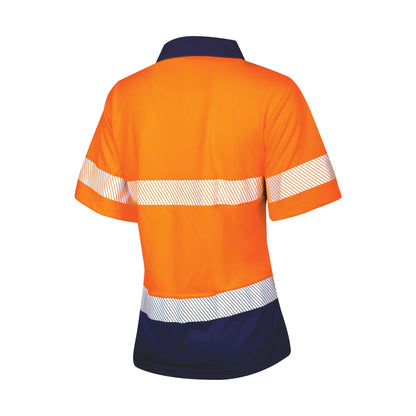TRu Workwear -Womens Recycled Anti-Microbial Micromesh S/S Two Tone Hi-Vis Polo Shirt W/Segmented Tape -TSW2415T1