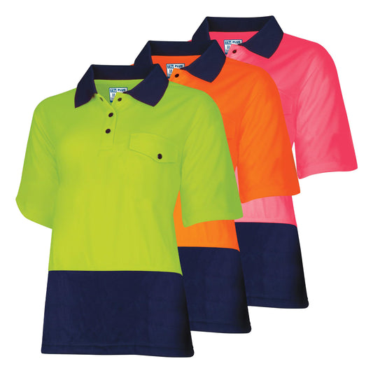 Tru Workwear -  Recycled Women's Anti-Microbial Micromesh S/S Two Tone Hi-Vis Polo Shirt - TSW2415