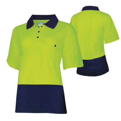 Tru Workwear -  Recycled Women's Anti-Microbial Micromesh S/S Two Tone Hi-Vis Polo Shirt - TSW2415