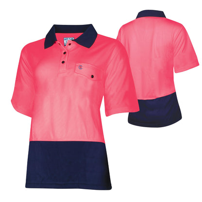 Tru Workwear -  Recycled Women's Anti-Microbial Micromesh S/S Two Tone Hi-Vis Polo Shirt - TSW2415