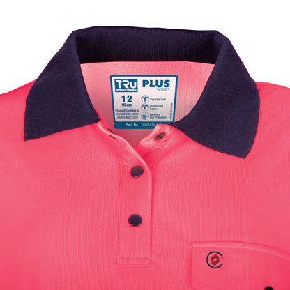 Tru Workwear -  Recycled Women's Anti-Microbial Micromesh S/S Two Tone Hi-Vis Polo Shirt - TSW2415