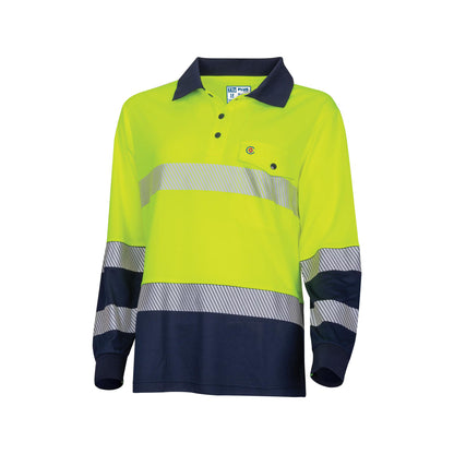TRu Workwear - Recycled Womens Anti-Microbial Micromesh L/S Two Tone Hi-Vis Polo Shirt With Segmented Tape - TSW2425T1