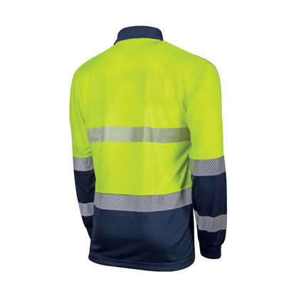 TRu Workwear - Recycled Womens Anti-Microbial Micromesh L/S Two Tone Hi-Vis Polo Shirt With Segmented Tape - TSW2425T1