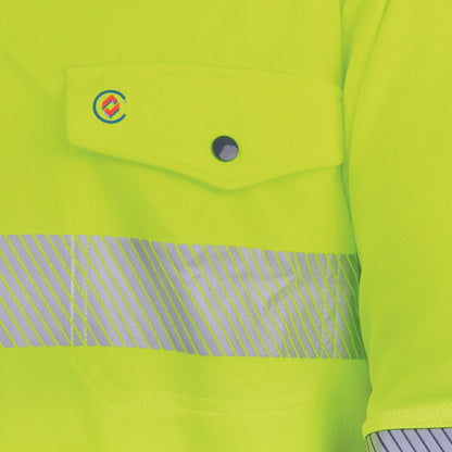 TRu Workwear - Recycled Womens Anti-Microbial Micromesh L/S Two Tone Hi-Vis Polo Shirt With Segmented Tape - TSW2425T1