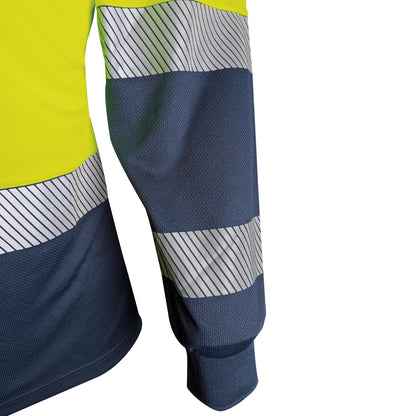 TRu Workwear - Recycled Womens Anti-Microbial Micromesh L/S Two Tone Hi-Vis Polo Shirt With Segmented Tape - TSW2425T1