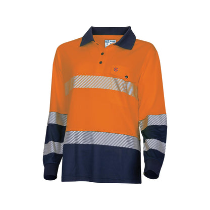 TRu Workwear - Recycled Womens Anti-Microbial Micromesh L/S Two Tone Hi-Vis Polo Shirt With Segmented Tape - TSW2425T1