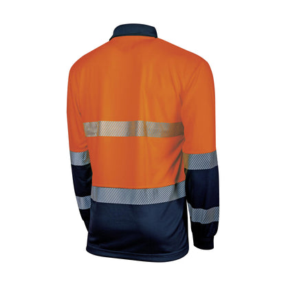 TRu Workwear - Recycled Womens Anti-Microbial Micromesh L/S Two Tone Hi-Vis Polo Shirt With Segmented Tape - TSW2425T1