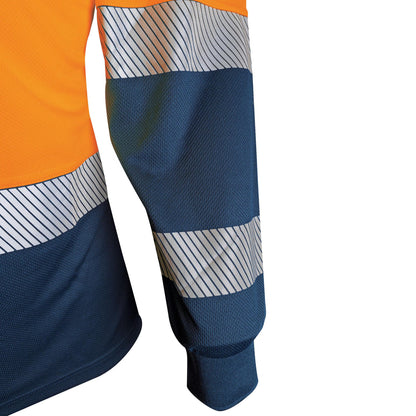 TRu Workwear - Recycled Womens Anti-Microbial Micromesh L/S Two Tone Hi-Vis Polo Shirt With Segmented Tape - TSW2425T1
