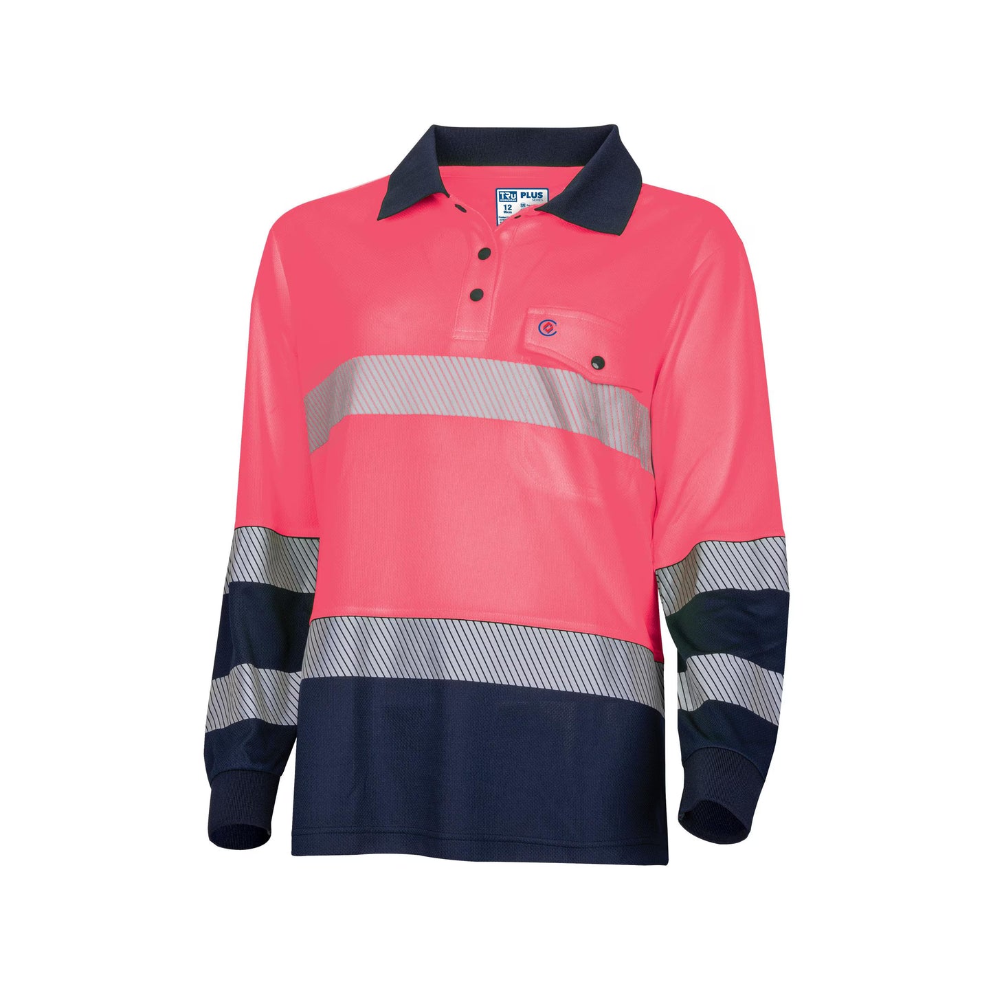 TRu Workwear - Recycled Womens Anti-Microbial Micromesh L/S Two Tone Hi-Vis Polo Shirt With Segmented Tape - TSW2425T1