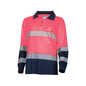 TRu Workwear - Recycled Womens Anti-Microbial Micromesh L/S Two Tone Hi-Vis Polo Shirt With Segmented Tape - TSW2425T1