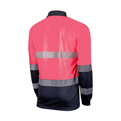 TRu Workwear - Recycled Womens Anti-Microbial Micromesh L/S Two Tone Hi-Vis Polo Shirt With Segmented Tape - TSW2425T1