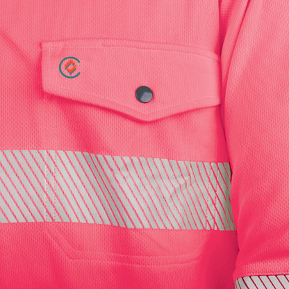 TRu Workwear - Recycled Womens Anti-Microbial Micromesh L/S Two Tone Hi-Vis Polo Shirt With Segmented Tape - TSW2425T1
