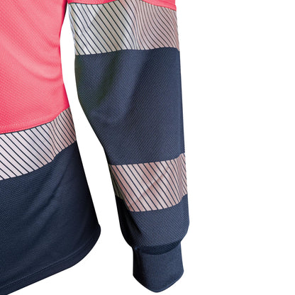 TRu Workwear - Recycled Womens Anti-Microbial Micromesh L/S Two Tone Hi-Vis Polo Shirt With Segmented Tape - TSW2425T1
