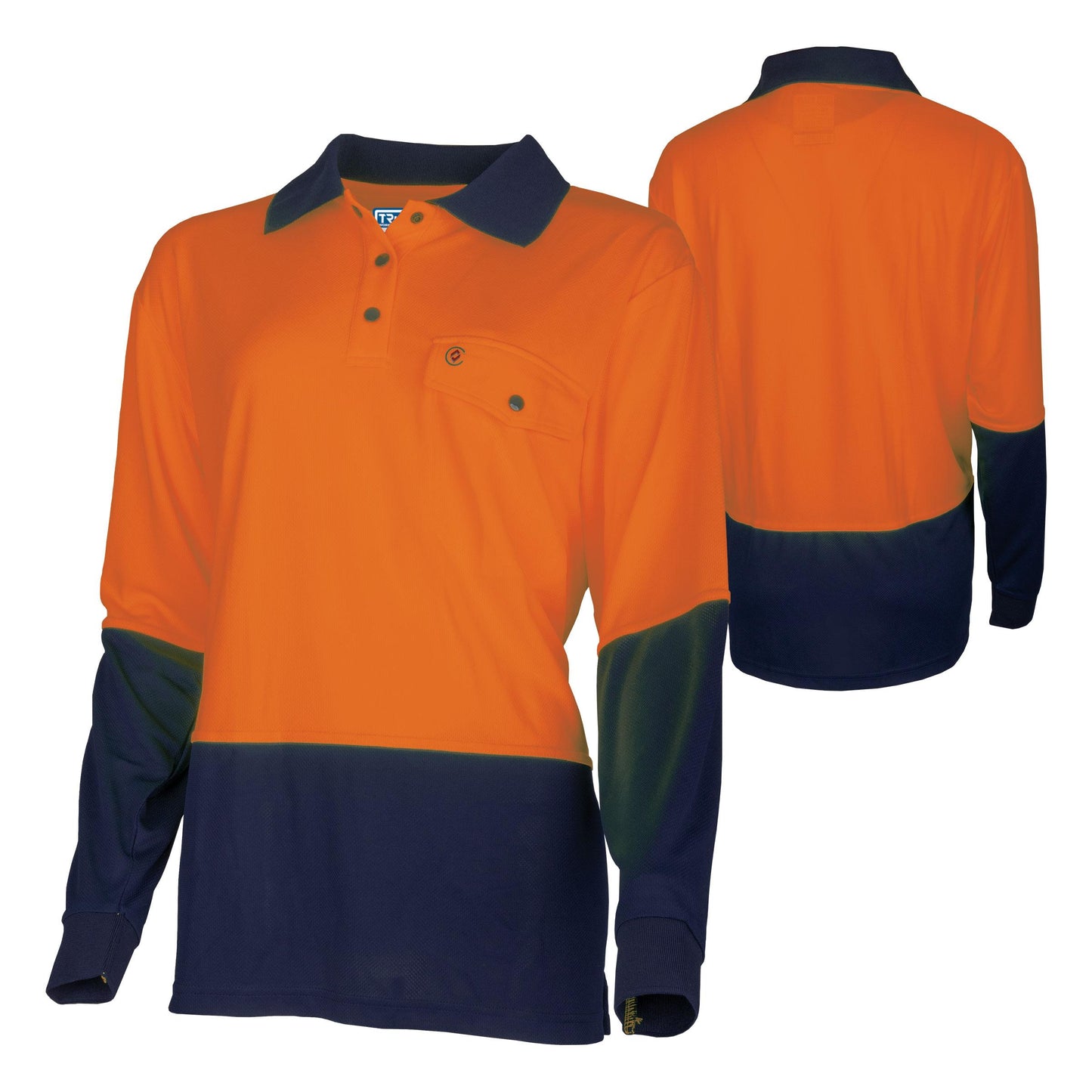 TRu Workwear - Recycled Women's Anti-Microbial Micromesh L/S Two Tone Hi-Vis Polo Shirt - TSW2425