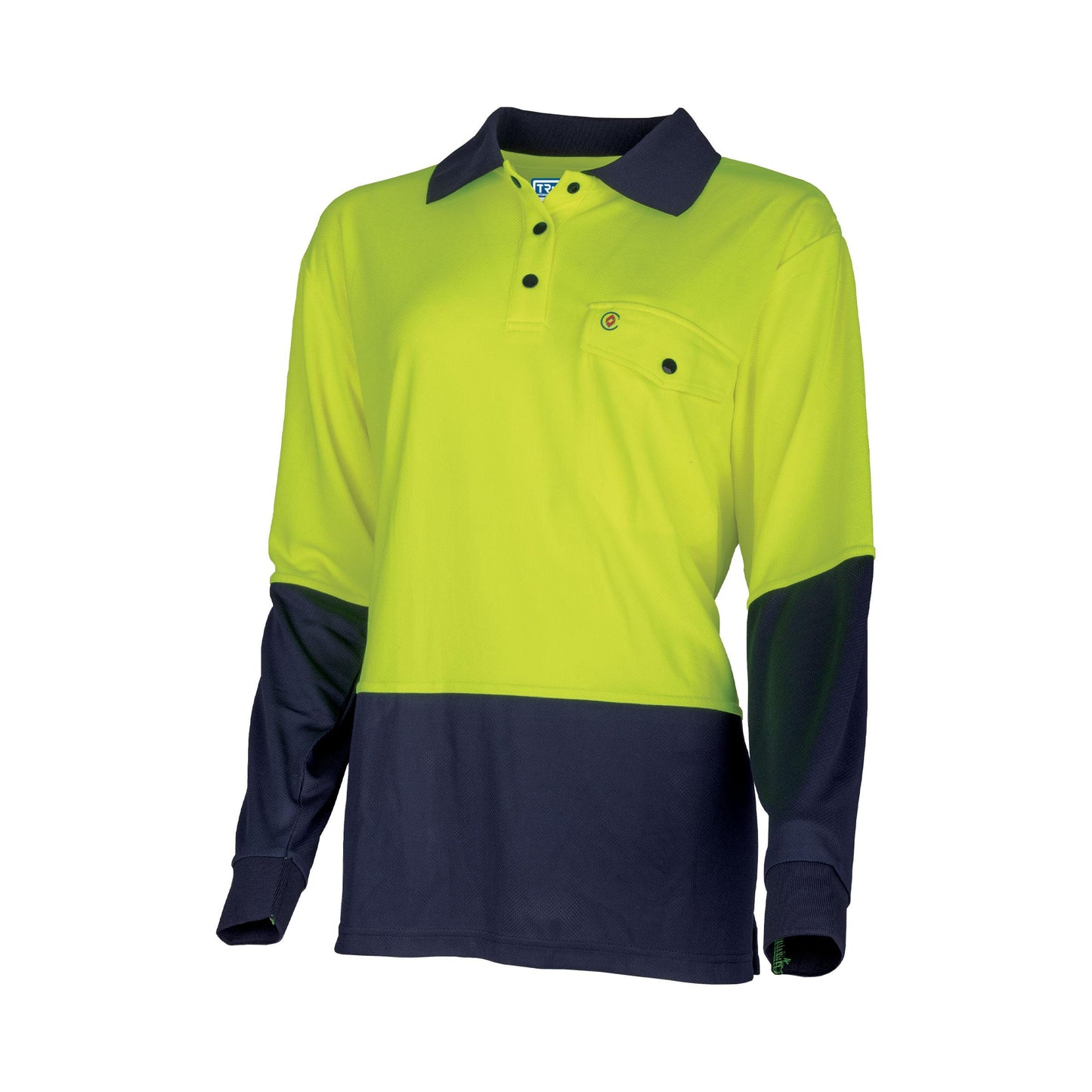 TRu Workwear - Recycled Women's Anti-Microbial Micromesh L/S Two Tone Hi-Vis Polo Shirt - TSW2425