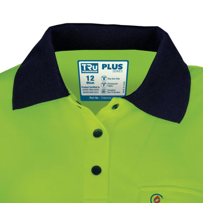 TRu Workwear - Recycled Women's Anti-Microbial Micromesh L/S Two Tone Hi-Vis Polo Shirt - TSW2425