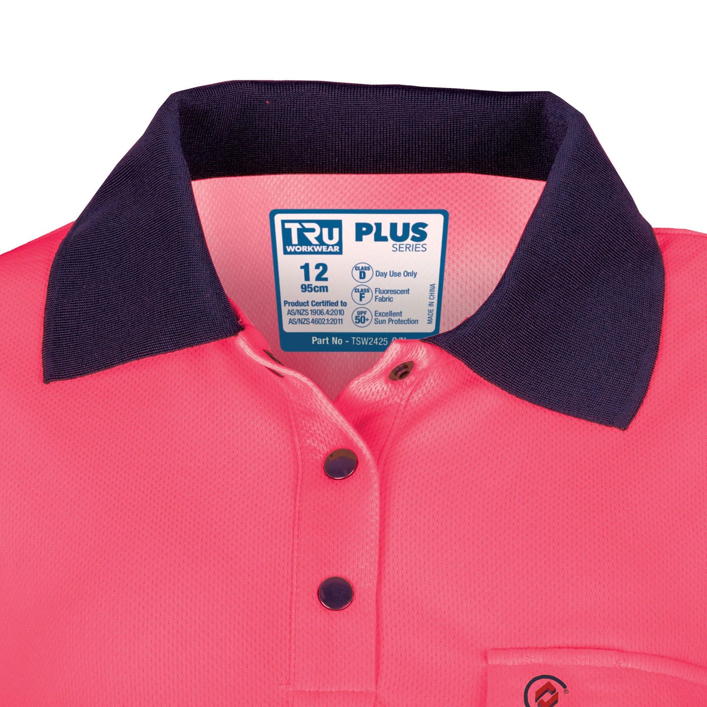 TRu Workwear - Recycled Women's Anti-Microbial Micromesh L/S Two Tone Hi-Vis Polo Shirt - TSW2425