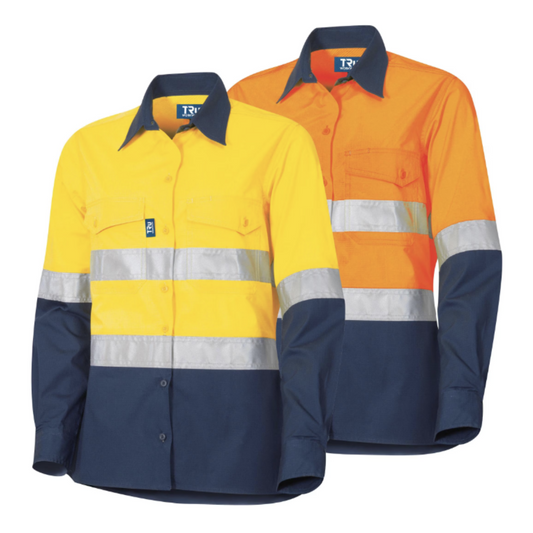 TRu Workwear - Women's Ripstop Vented L/S Hi-Vis Cotton Shirt w/Reflective Tape - DSW2169T1