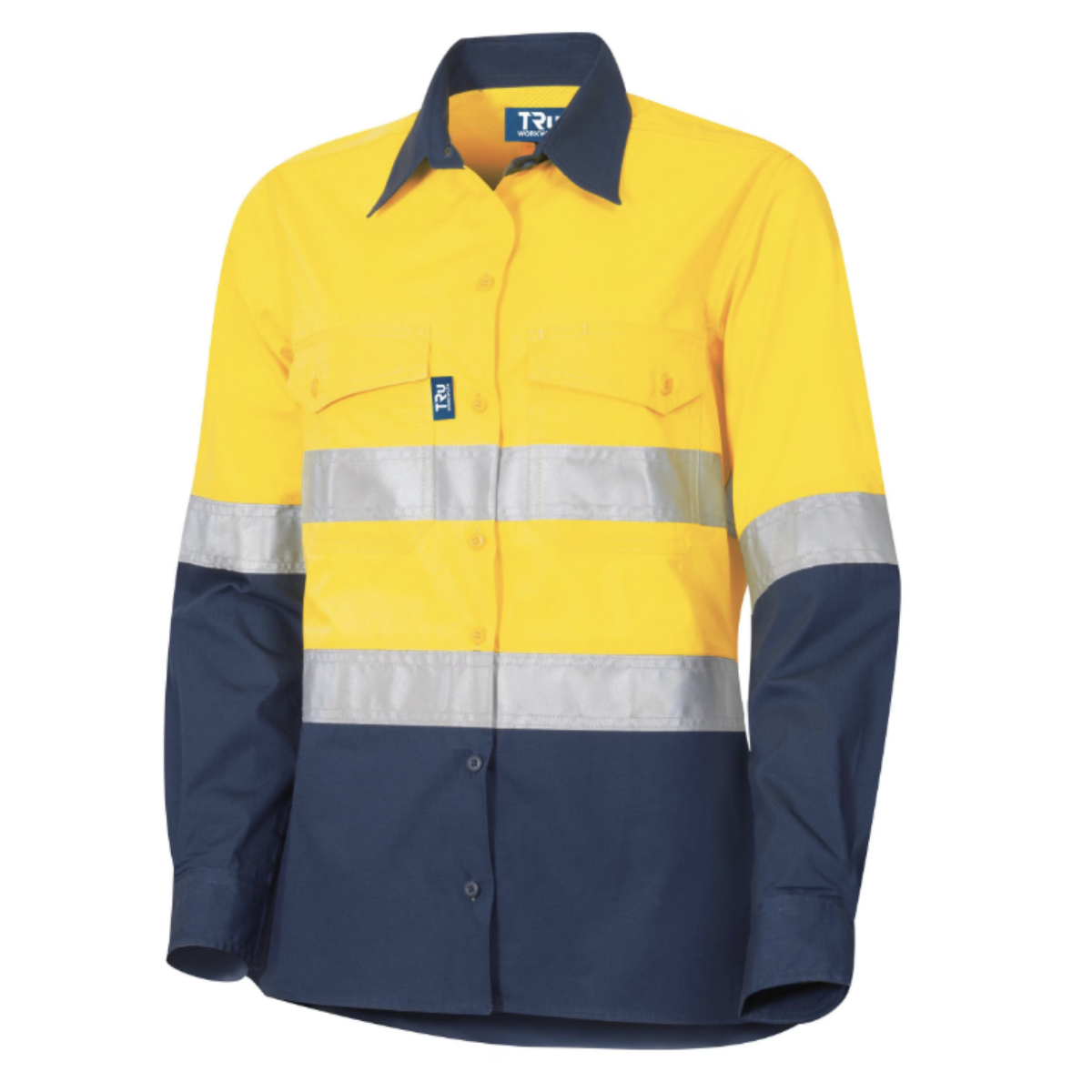 WOMENS Ripstop Vented L/S Hi-Vis Cotton Shirt with Reflective Tape