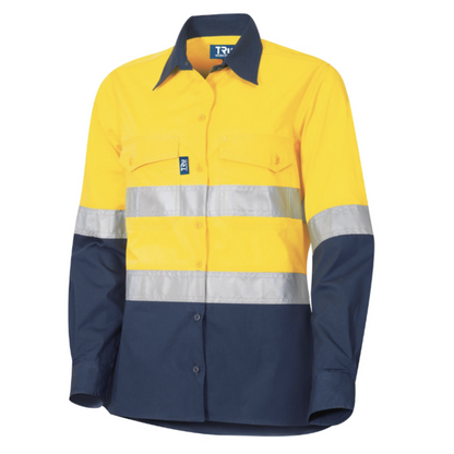 WOMENS Ripstop Vented L/S Hi-Vis Cotton Shirt with Reflective Tape
