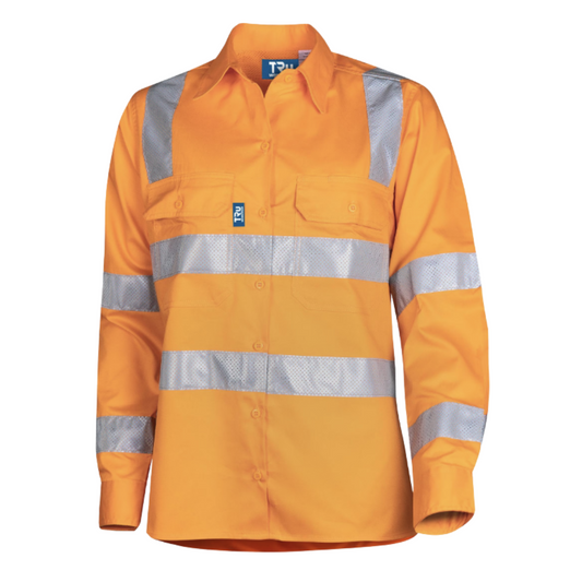 Tru Workwear - Women's VIC Rail Lightweight Vented L/S Hi-Vis Drill Shirt w/Reflective Tape - DSW1166T4